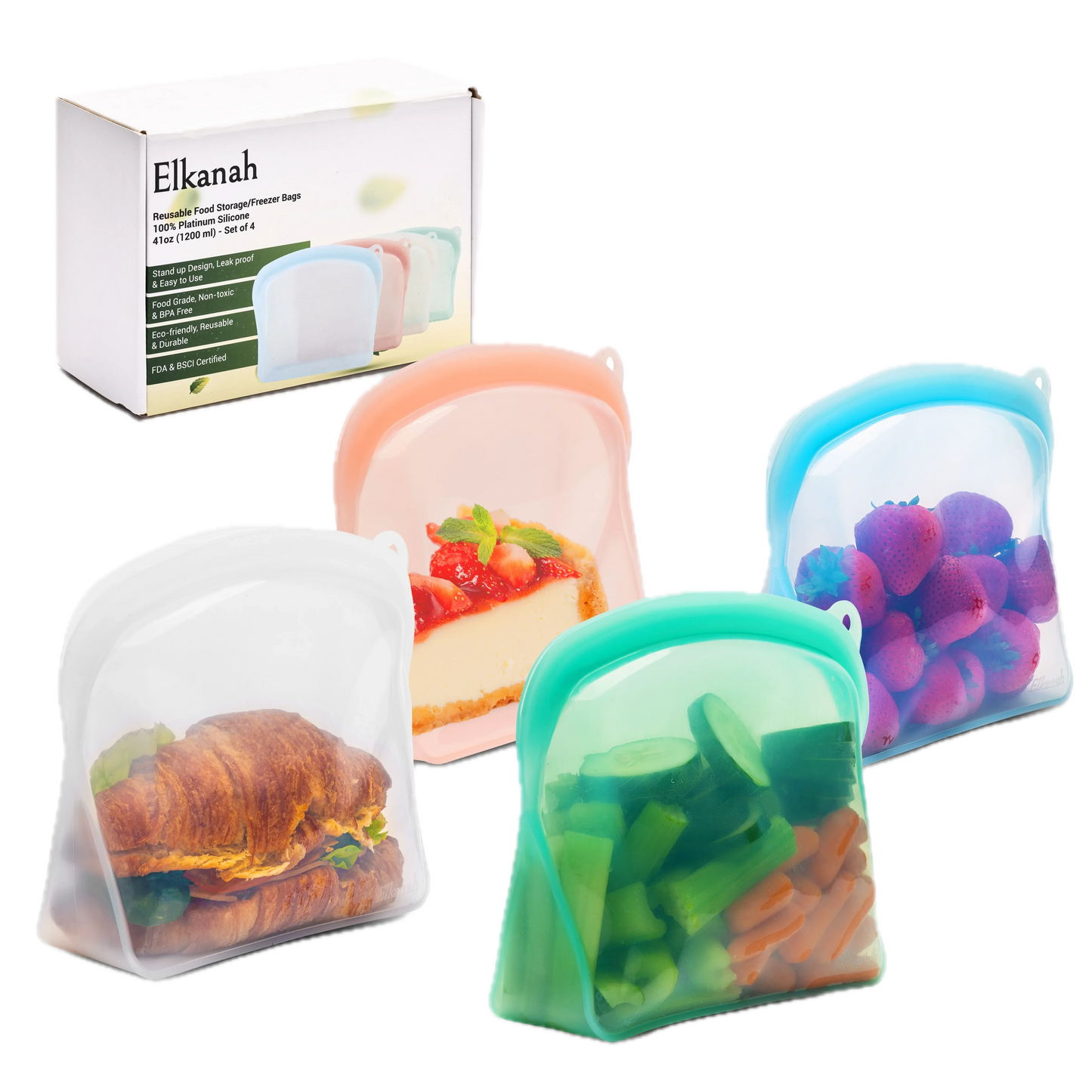 Reusable Platinum Silicone Food Storage Bags – Extra Large, Leakproof & Eco-Friendly