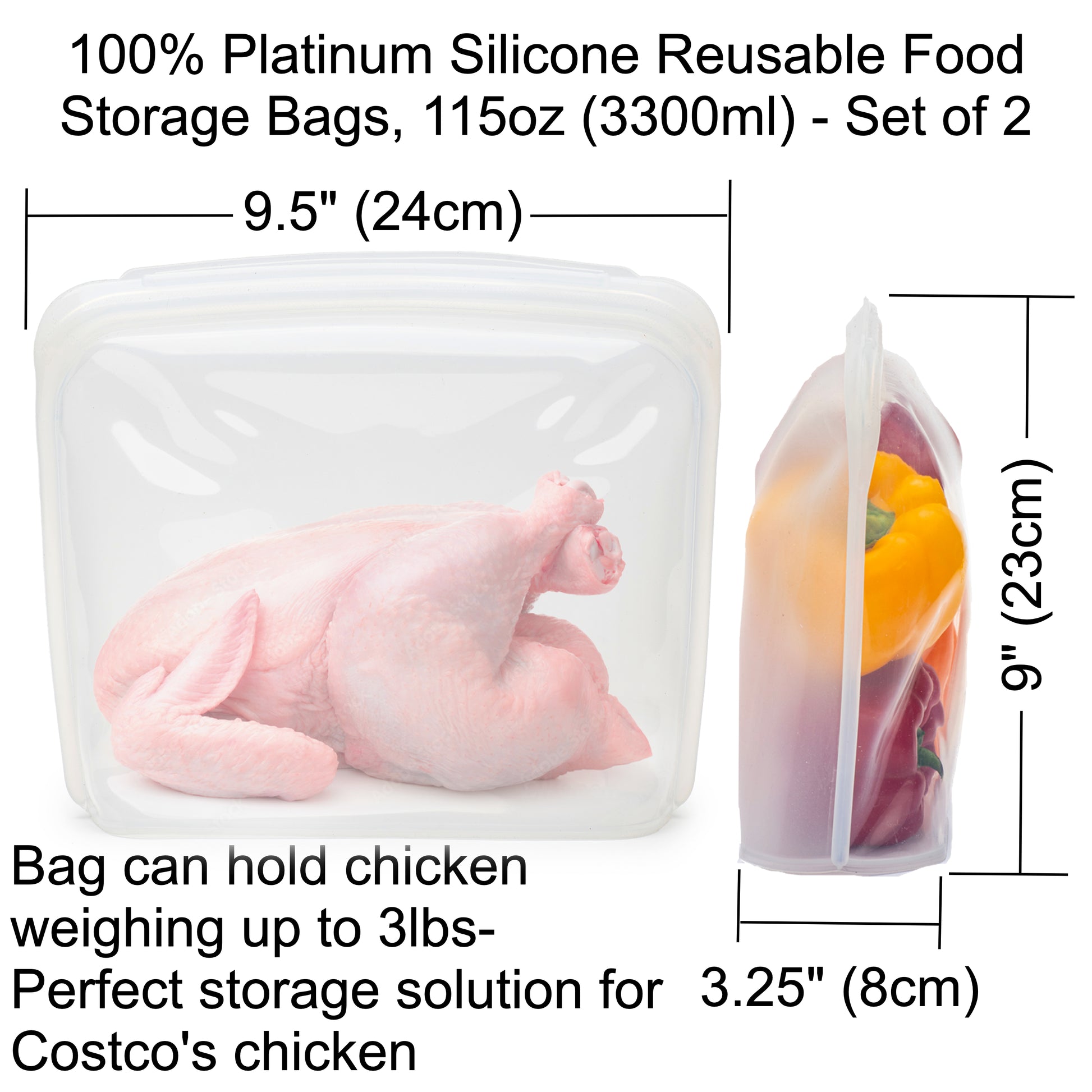Elkanah 100% Premium Platinum Silicone Reusable Food Storage Bags elkanah.store
