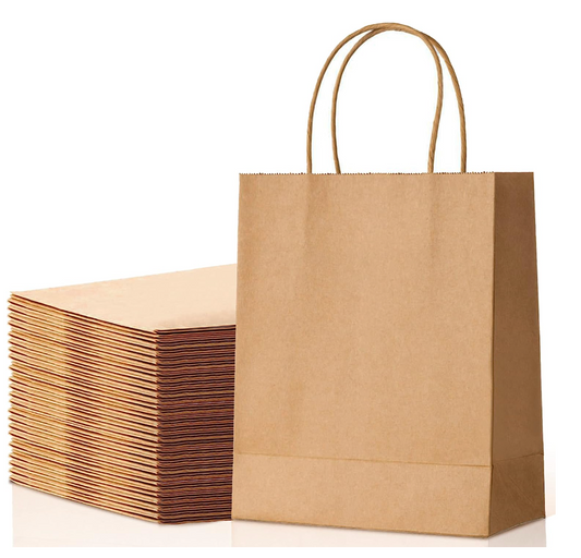 Eco-Friendly and Sturdy 100 Pack of Brown Kraft Paper Bags with Handles for Shopping and Gift-Giving elkanah.store