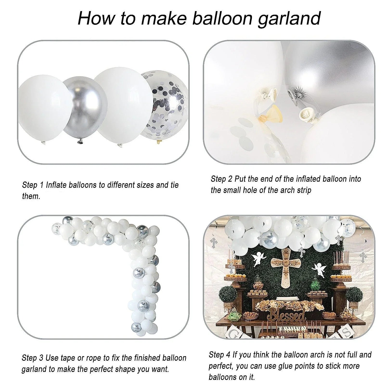 Elkanah All-in-One Party Decoration Kit - Premium White and Silver Decorations for Baptism, First Communion, Confirmation & Christening elkanah.store